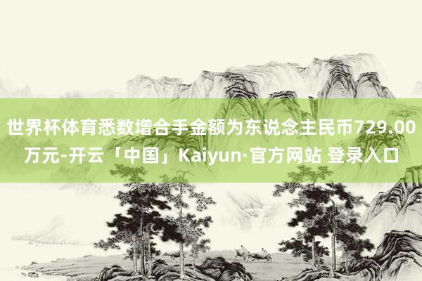 世界杯体育悉数增合手金额为东说念主民币729.00万元-开云「中国」Kaiyun·官方网站 登录入口